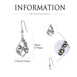 Dragonfly Earrings Sterling Silver Daisy Earrings Dragonfly Dangle Earrings Vintage Dragonfly Jewelry Gifts for Women Girls