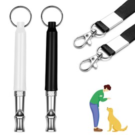 Elfinfi Pack of 2 Dog Whistles, Rütter Recall Dog Whistle, High Frequency Silent with 2 Lanyards, Dog Whistle Recall, Loud and Far-Reach, Whistle Sound for Dog Training (Black, White)
