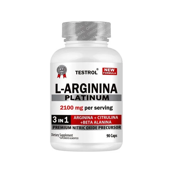 L-arginina Platinum 2100mg 3 en 1 Testrol 90 Cápsulas sin