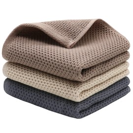 Mia'sDream Natural Cotton Tidy Dish Cloths Rags Waffle Weave Kitchen Towels, Soft and Absorbent Hand Towel Washcloths, 12inchx12inch 6 Pack (Multi Color, 13inch x 28inch)