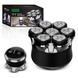 Afeitadora para hombre con cabezal giratorio 7D para hombre calvo, afeitadora eléctrica con pantalla LED, carga rápida USB-C, resistente al agua