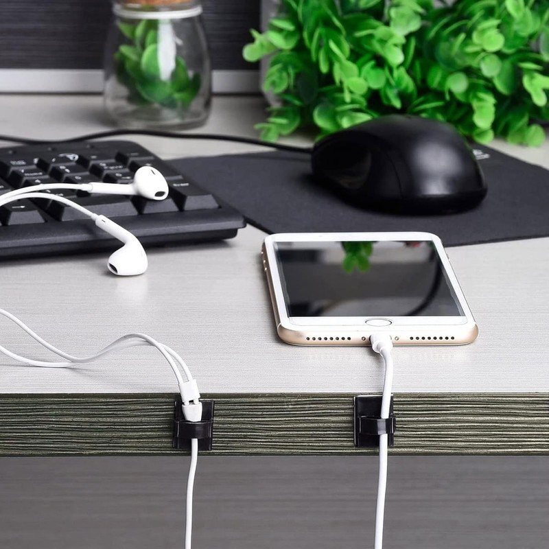 XuJJJJunB Cable Clips Black 20-Piece Set Wire Stopper Cord Clip