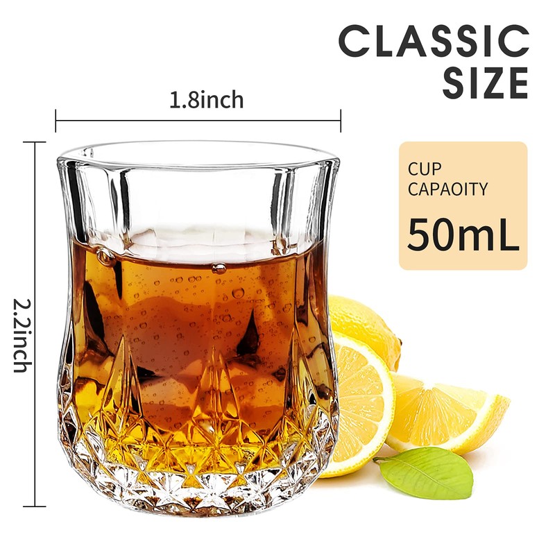 JAIEF 1.7 OZ Crystal Shot Glasses Set, Heavy Base Cordial