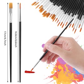 Prasacco 30 Pieces Paint Brushes Set, Small Paint Brushes Flat and Round Pointed Paint Brushes Set Nylon Hair Brushes Acrylic Paint Brushes Kids Paint Brushes for Acrylic Oil Watercolor Painting