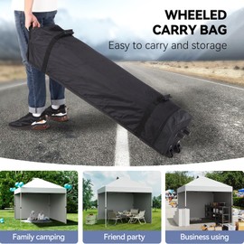 10x10 Pop Up Canopy Tent with Two Side Walls, Commercial Instant Canopies Shelter, Includes Wheeled Carry Bag & 4 Sandbags,Portable Outdoor Sun Shade for Camping, Beach, Parties, Events,White