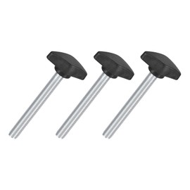 sourcing map 3Pcs Tee Wing Knobs Thumb Screws, M8 x 70mm Clamping Screw Knob Male Thread Carbon Steel T Shaped Thumb Screws Handle 36mm Dia. for Hand Tightening Knob Replacement, Black