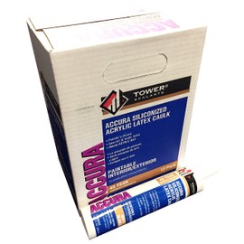 Tower Sealants TS-00048 10.0 fl-Ounce Accura Acrylic Adhesive Sealant, White - Pack of 12