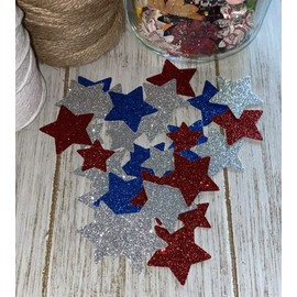 Star confetti - 4th of July star confetti Red Silver and Blue Glitter Stars Birthday party décorations -100 pcs