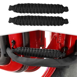 Amayum Door Limiting Straps Handwoven Tensile Adjustable Door Strap Compatible with Jeep Wrangler CJ YJ TJ JK JKU (Black)