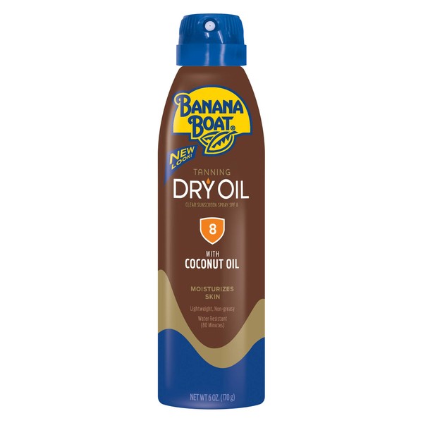 Banana Boat Ultra Mist Dry Oil, Reef Friendly, Clear Sunscreen Spray, SPF 8, 6oz. - Pack of 3