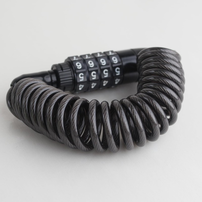 UP Security Bicycle Cable Lock, 4-Digit Combination, Coiled Cable, Weatherproof,