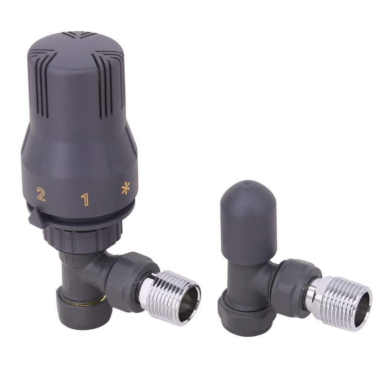 NRG Angled Thermostatic Radiator Valve and Manual Angled Valves 15mm