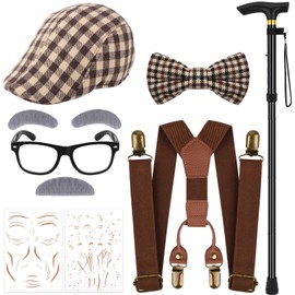 JcHrmers 100 Day of School Costume Accessories 1920s Mens Old Man Costume Old Man Grandpa Costume (Style14)