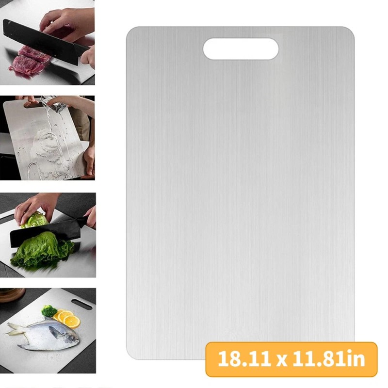 zd-usmarket Titanium Cutting Board 100% Stainless Double-Sided 12x18" in for
