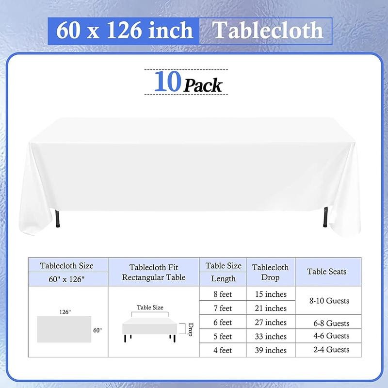 10 Pack Polyester Tablecloth,Polyester Table Cloth for Rectangle/Round Tables, Stain
