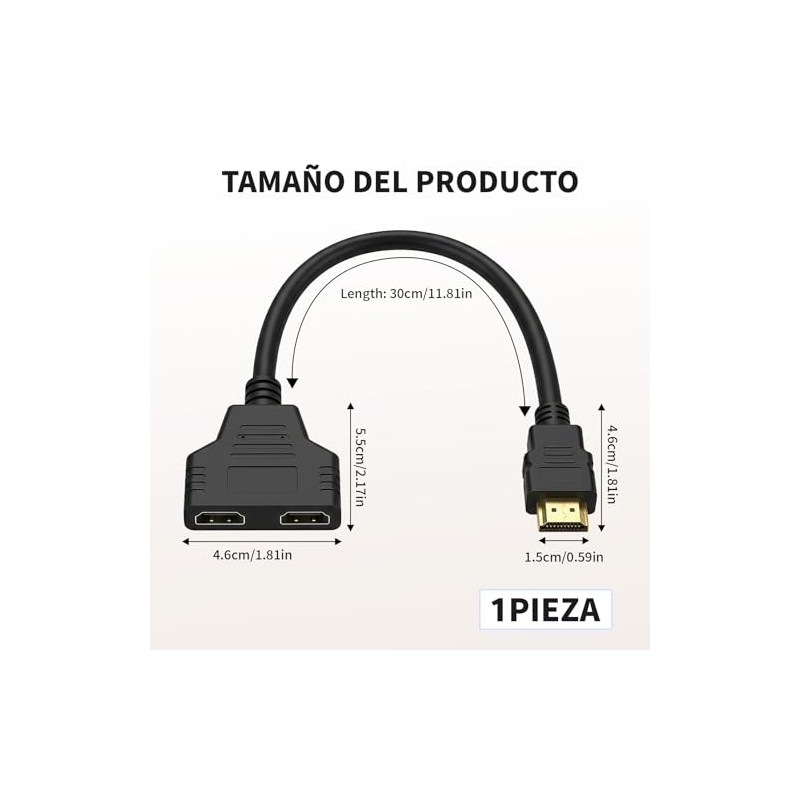Cable Adaptador Hdmi Splitter 1 a 2 Salidas