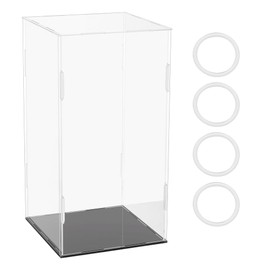 FINGERINSPIRE 16 x 16 x 30.5 cm Transparent Acrylic Display Case, Self-Assembly, Rectangular Acrylic Boxes for Presentation, Dustproof Protection, Display Case with Black Base, Storage Box for
