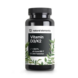 Vitamin D3 + K2 - > 99.7% all-trans MK-7 & 2000 IU Vitamin D3 - 240 tablets - high dose, optimally bioavailable - without unnecessary additives - produced in Germany