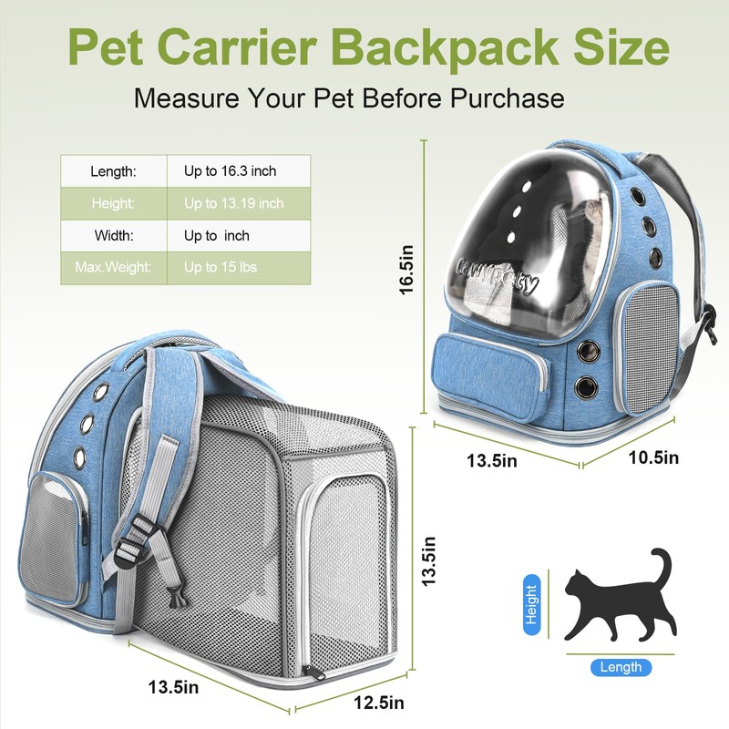 Cawypety Expandable Cat Backpack,Cat Bubble Backpack Carrier for Carrying Cats,