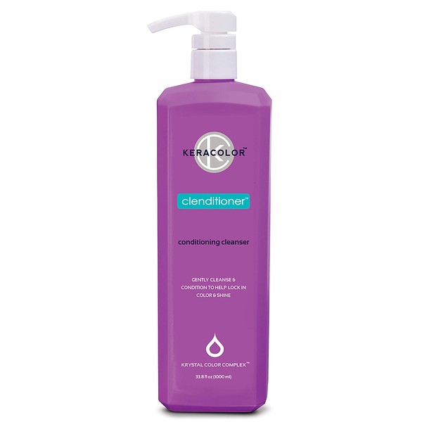 KERACOLOR Clenditioner Cleansing Conditioner Color Safe Prevents Fade - Replaces Your Shampoo, Keratin Infused, 33 Fl Oz
