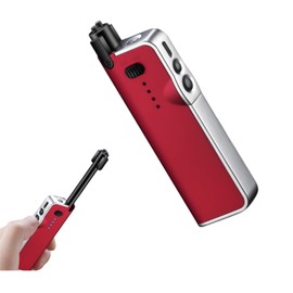 YOZWOO Electronic Candle Lighter Rechargeable USB Lighter Plasma Arc Lighters Long No Butane Lighter Flameless Lighter with LED Battery Indicator Retractable Design for Candles, Cooking, BBQ (Red)