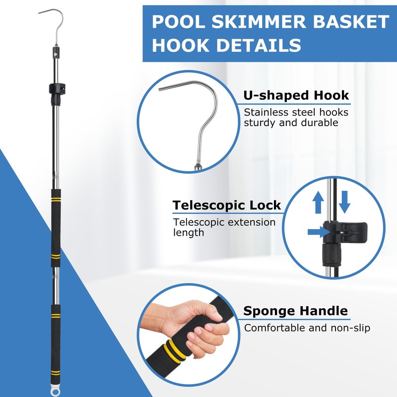 Greeily Pool Retrieval Hook for Robotic Pool Cleaner, 37" to