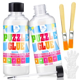 Puzzle Glue Transparent 200 ml, Quick-Drying with Applicator, for up to 5000 Pieces, Non-Toxic, Ideal for Puzzle Storage & High Quality Puzzle Accessories, No Residue for Hanging, Easy to Hang