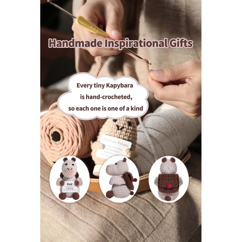 Birthday for Dad Him Men, Positive Crochet Animals Capybara Emotional
