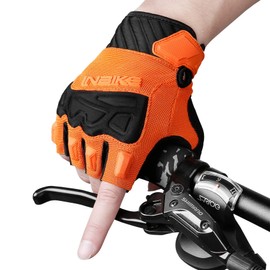 INBIKE Guantes de ciclismo acolchados de medio dedo, guantes de bicicleta de medio dedo, absorben los golpes, antideslizantes, transpirables, guantes de ciclismo de carretera para hombres y mujeres