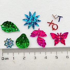 Chenkou Craft 1 Box Rainbow AB Sequin Flake for Wedding Christmas Clothes Jewelry 7 Colors Sequins Leaf Lether (Assorted of 7 Styles)