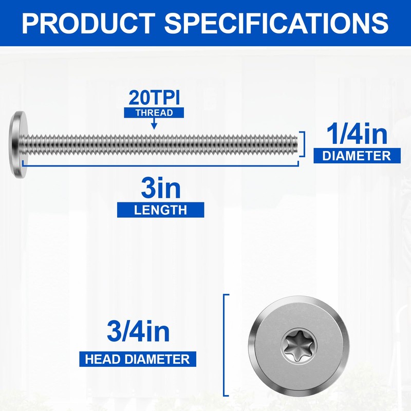 FMhotu Combo Sidewalk Screws Bolts, 304 Stainless Steel Hurricane Shutter