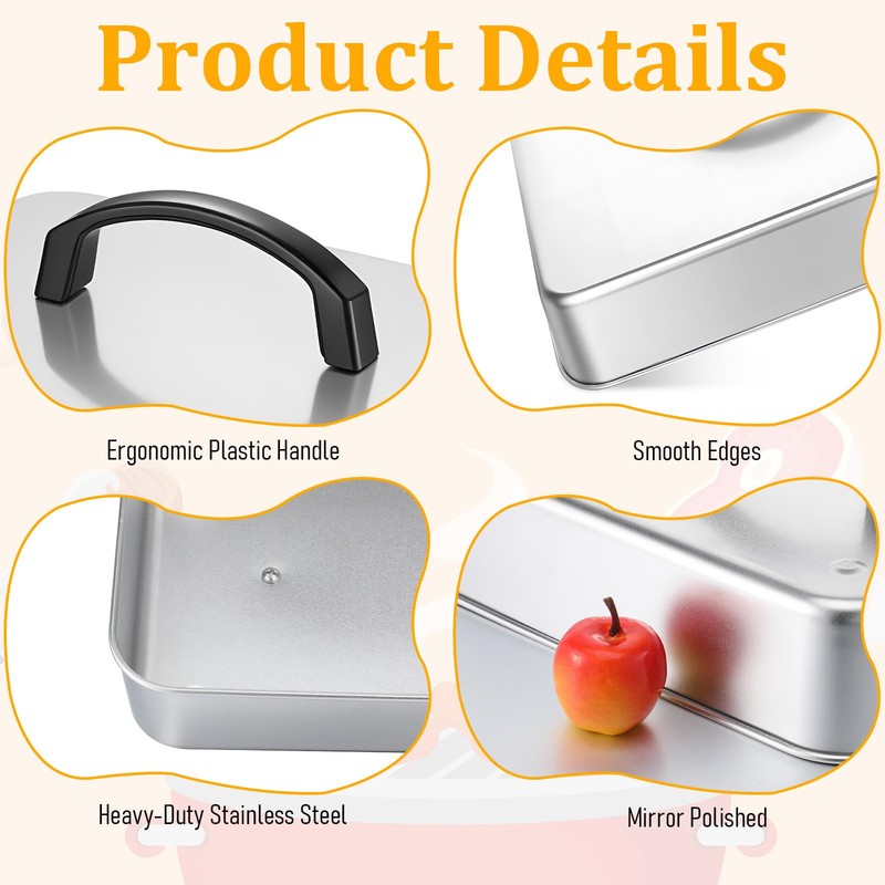 2pcs Rectangular Basting Cover, Stainless Steel Cheese Melting Dome Basting