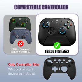 FIOPAZ Silicone Skin Cover for 8Bitdo Ultimate 2 Controller, Dust/Sweat-Resistant Protective Case for 8bitdo Ultimate 2 Wireless/Bluetooth Controller Accessories for Man Women, Black