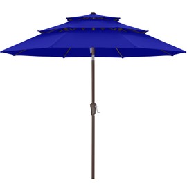 ABCCANOPY 11Ft 3 Tiers Market Umbrella, Outdoor Table Umbrella for Patio, Deck, Backyard (Blue)