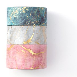 YUBBAEX 3 Rolls Bronze Texture Masking Tape Wide Gold Foil Stamping Super Cute Style Thin for Gift Wrapping, DIY Crafts, Notebook Decoration (Marble)