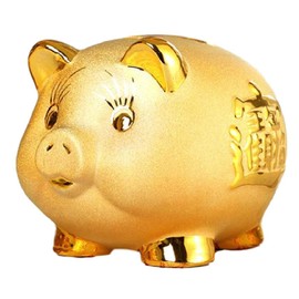 Queen-b Piggy Bank Gold Interior Luck Up Lucky Feng Shui Bank Coin Money Cash Box Gold Medium