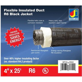 Dundas Jafine BPC425R6 nsulated Black Jacket 4" x 25' Flexible Insulated Duct R6