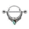 Pierced Owl Stainless Steel Abalone Teardrop Ornate Nipple Shields, Sold