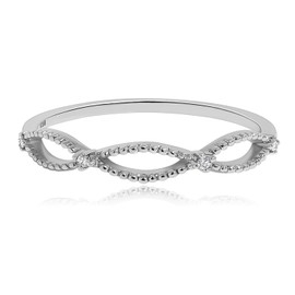 Meissa Rings for Women Sterling Silver Infinity Ring Eternity Stackable Engagemenr Ring Dainty Promise Ring Christmas New Year Jewelry Gift, Silver, K