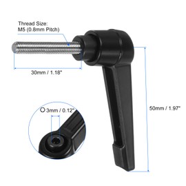 uxcell 2pcs Clamping Lever Handles, M5 x 30mm 304 Stainless Steel Threaded Male Stud, Adjustable Handles Locking Quick Release Ratchet Push Button Bolt Knobs, Black