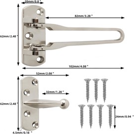 Alise Swing Bar Door Lock,Door Lock for Front Doors and Inside Doors,Security Latch for Kids Safety Home Security, Hotel Latch Lock,Front Door Child Lock,Brushed