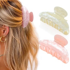 Banatra Acrylic Claw Clips Medium Hair Clip Cute Clip Claws Fancy Hair Accessories for Women and Girls (Pink and Beige)