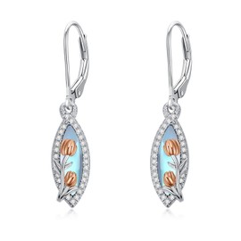 JBAERD Tulip Earrings Sterling Silver Tulips Moonstone Dangle Earring Tulip Jewelry Gifts for Women Mom