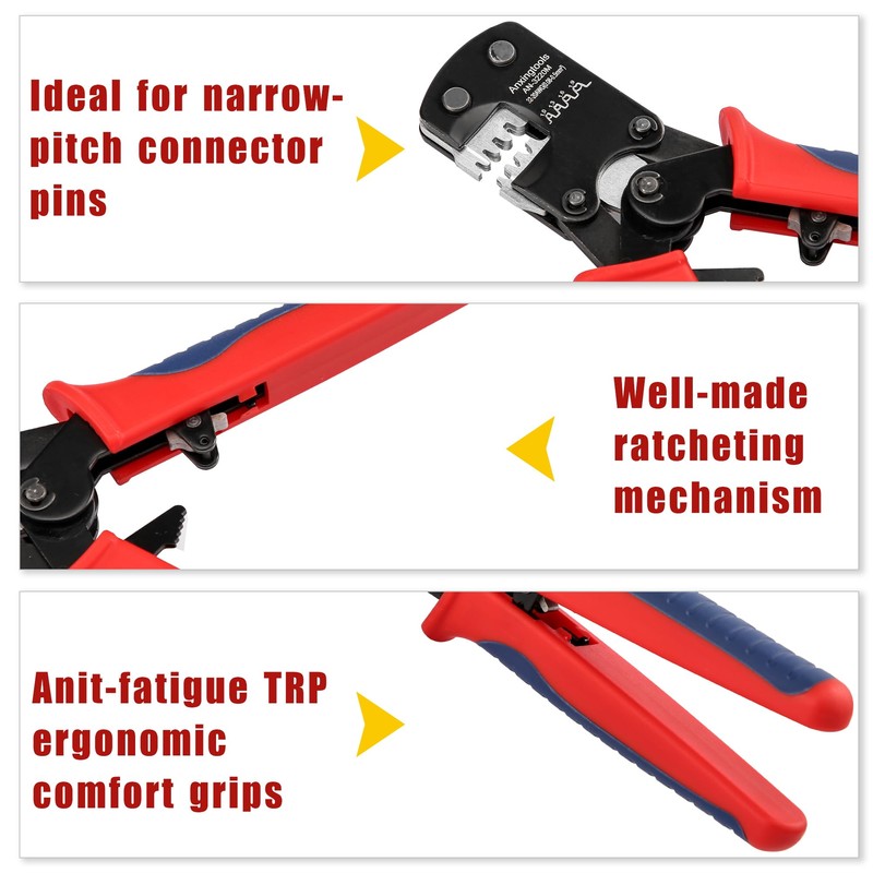 Anxingtools Micro Connector Pin Crimping Tool 0.03-0.52mm² 32-20AWG Ratchet Crimper