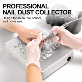 L'UGX Nail Dust Collector, Professional Dust Collector Nail Tech, Powerful Dust Suction Machine Manicure Pedicure Tool for Acrylic Nail Polishing, Low Noise, 30 Pcs Filter Papers