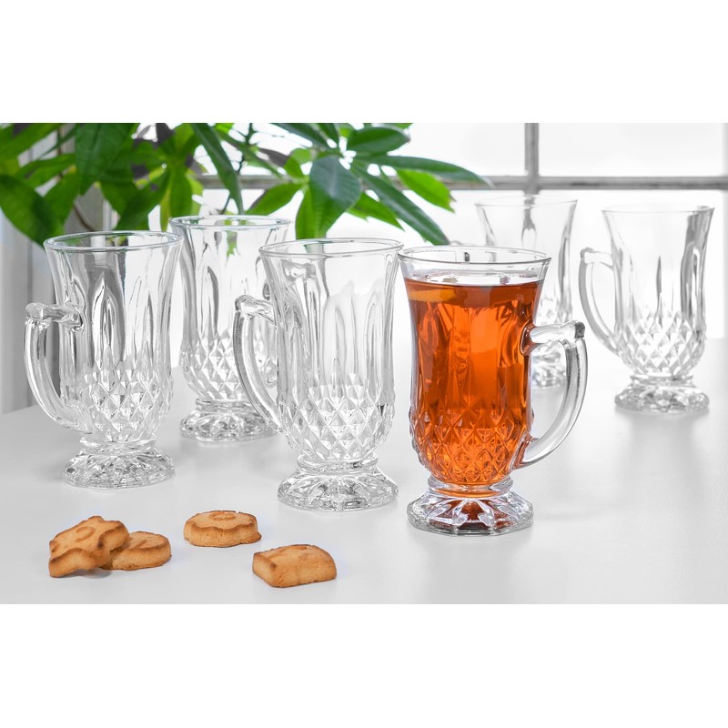 Red Co. 6-Pack Classic Clear Cut Glass 4.5 Oz Footed