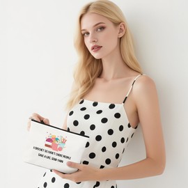 Crochet Gifts for Crocheters Makeup Bag - Knitting Gifts for Women Knitters Crochet Lovers Cosmetic Bag for Purse Travel Toiletry Bags Makeup Pouch With Zipper I Crochet So I Don't Choke People