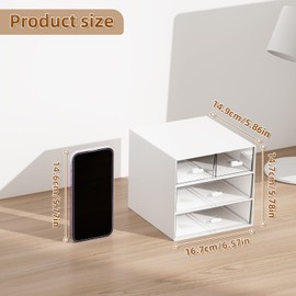 Marbrasse Desk Organizer with 4 Drawers，Office Organization, Clear Plastic Desk Organizers and Storage, Desk Organization, Desktop Organizer for Office School Home (White-4 Drawers)