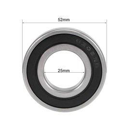 sourcing map Grooved Ball Bearing 6205-2RS Z2 Double Shielded Carbon Steel 25 mm x 52 mm x 15 mm