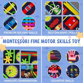 Gojmzo Busy Board Montessori Toys for 1 2 3 4 Year Old Boys & Girls Gifts, Autism Educational Sensory Travel Toys for Toddlers 1-3, Preschool Activities Learning Alphabet Count Fine Motor Skills